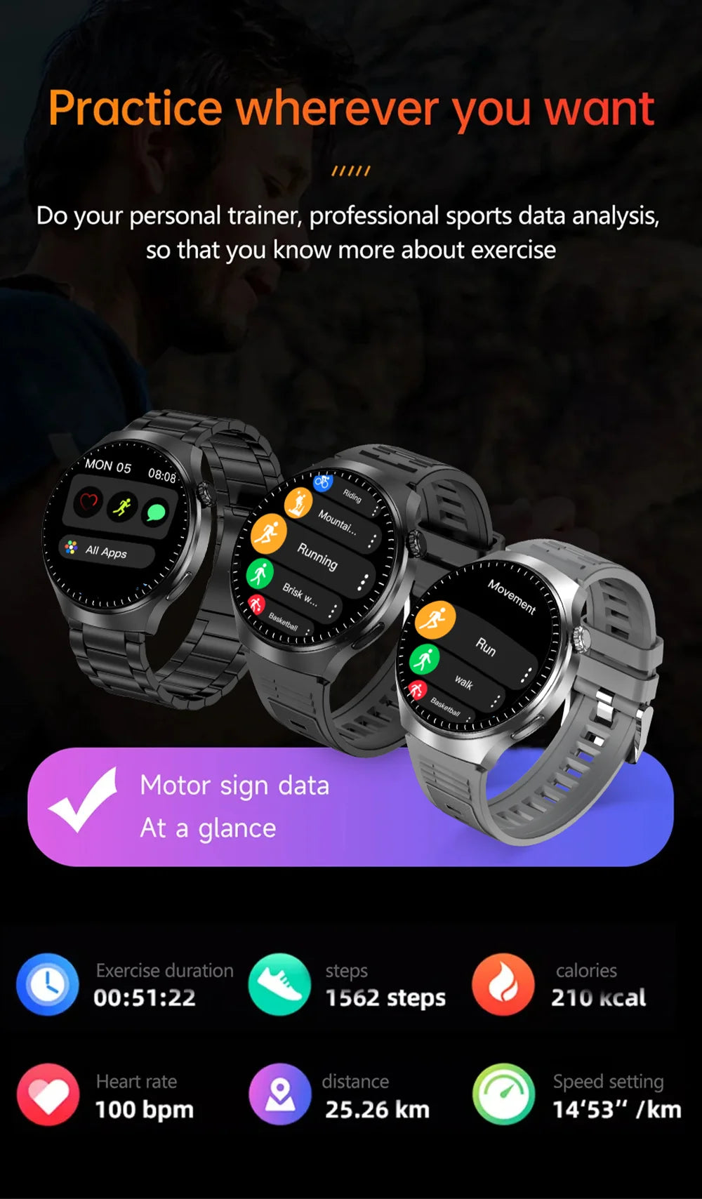 LAXASFIT New 1.52” Bluetooth Talk Smartwatch Men Outdoor Sports Fitness Heart Rate Health Monitoring Smartwatch for Android IOS