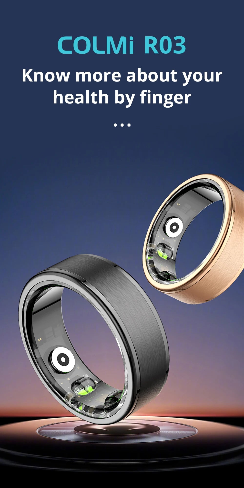 [2024] COLMI R03 Smart Ring Men Women, Battery Life 39 Days, Health Monitor, IP68 & 5ATM Waterproof, Multi-sport Mode