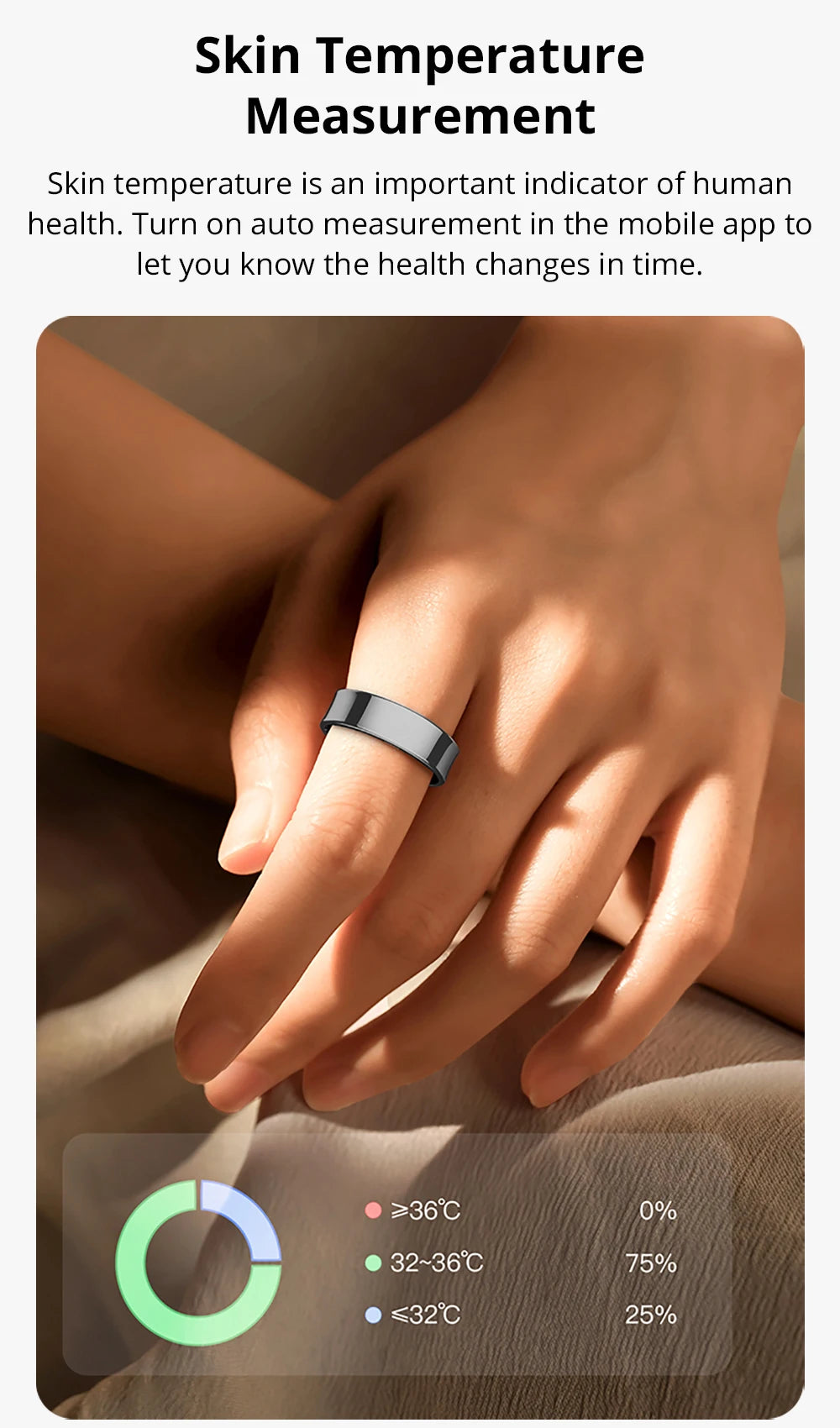 2024 COLMI R09 Smart Ring Men Women with Charging Case, Health and Sleep Monitor, Skin Temperature Monitor, 60 days battery life